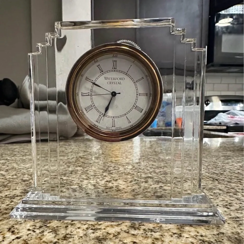 WATERFORD CRYSTAL METROPOLITAN CLOCK Waterford Crystal Clear and Gold Wall Clock